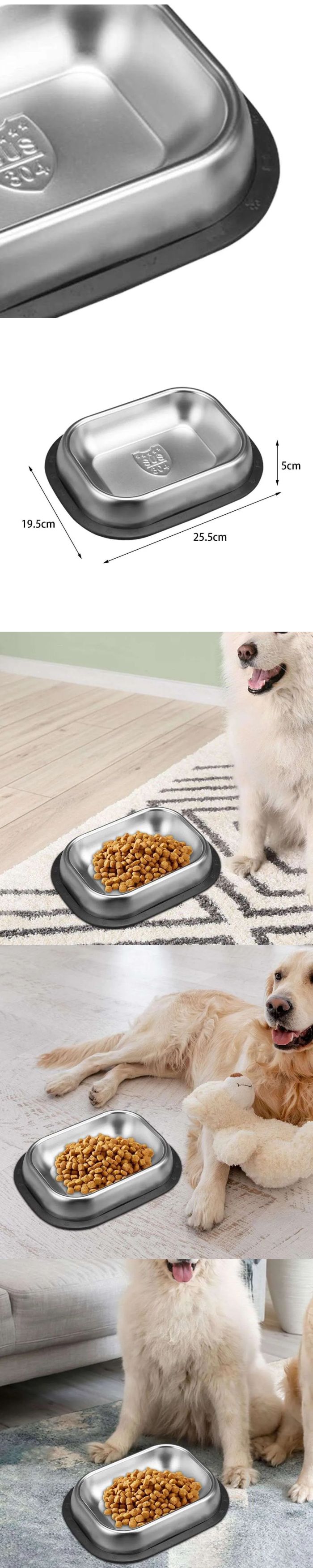 Discover the DHpet 304 Stainless Steel Dog Bowl, the perfect solution for your pet's dining needs. This square-shaped bowl is designed for both cats and dogs, featuring a non-slip and anti-tip base to ensure a mess-free feeding experience. Made from high-quality 304 stainless steel, it's durable, rust-proof, and easy to clean, making it an ideal choice for pet owners seeking a long-lasting and hygienic pet bowl. Whether it's for food or water, this bowl is built to provide your furry friends with a comfortable and safe dining experience.