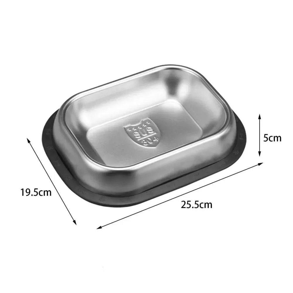 304 Stainless Steel Dog Bowl Pet Square Cat And Dog Food Bowl