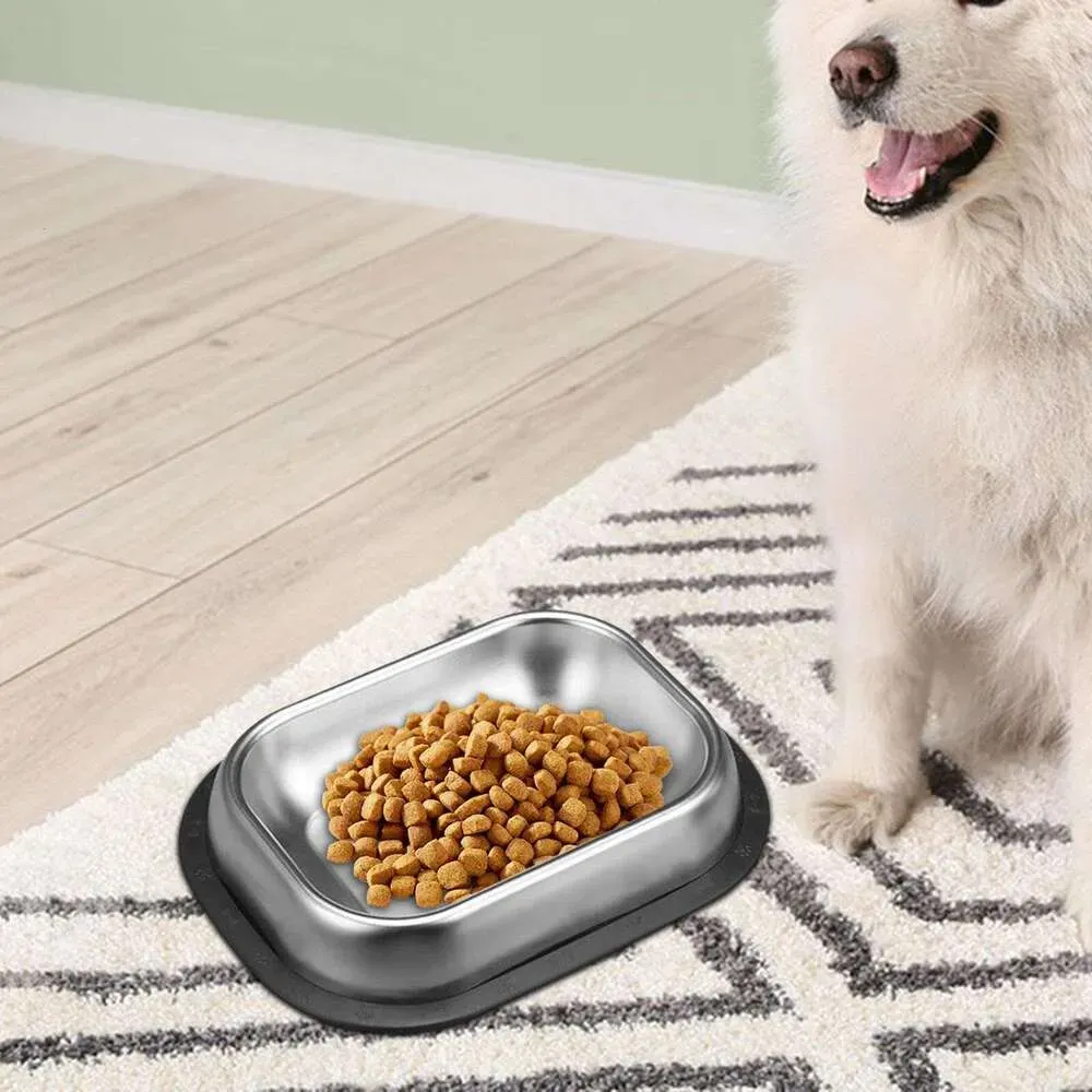 304 Stainless Steel Dog Bowl Pet Square Cat And Dog Food Bowl