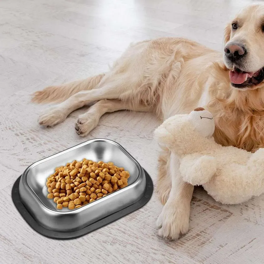 304 Stainless Steel Dog Bowl Pet Square Cat And Dog Food Bowl