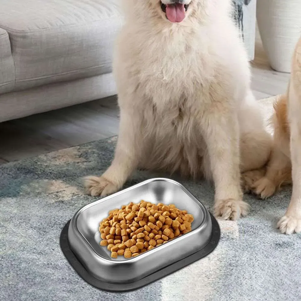 304 Stainless Steel Dog Bowl Pet Square Cat And Dog Food Bowl