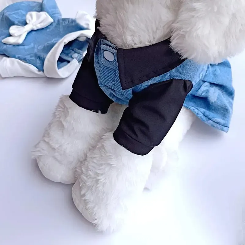 Elevate your pet's wardrobe with our Dog Apparel Sweet Denim Skirt Bow Dress. Perfect for Schnauzer, Bichon, Corgi, Teddy, and other puppies, this fashionable dress combines style with comfort. Made by a renowned Fashion Brand, it's an ideal choice for pet owners looking for high-quality Cat Jacket Clothes and Pet Dresses. Dress your furry friend in this adorable denim skirt with a bow for any occasion.
