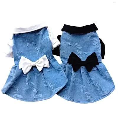 Dog Apparel Sweet Denim Skirt Bow Dress