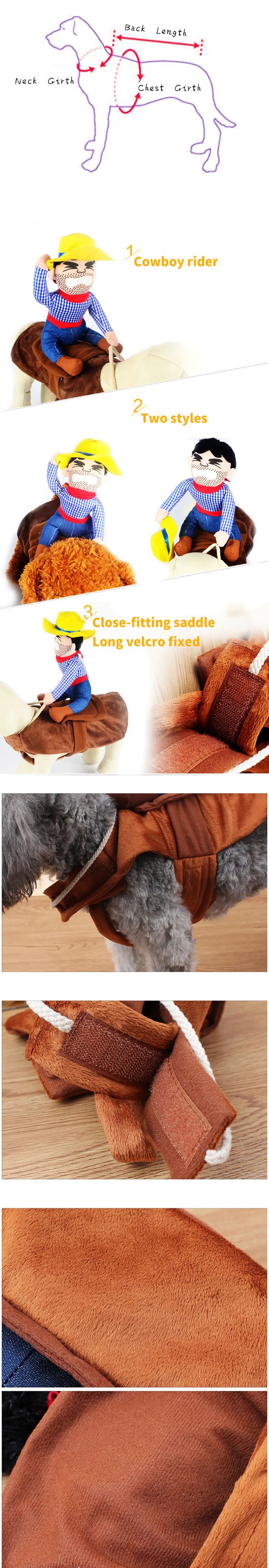 Dress up your furry friend in our NONOR Halloween Party Dog Clothes Funny Cowboy Dressing Up Jacket Coats. Perfect for French Bulldogs, Chihuahuas, and other small or large dogs, this costume comes in 4 sizes to ensure a perfect fit. Ideal for Halloween parties, costume contests, or just for fun, our dog cowboy jacket is made with comfort and style in mind. With a minimum order quantity of just 5 pieces, it's great for pet stores, dog boutiques, or group events. Make your pet the star of the show with this adorable and funny cowboy costume!
