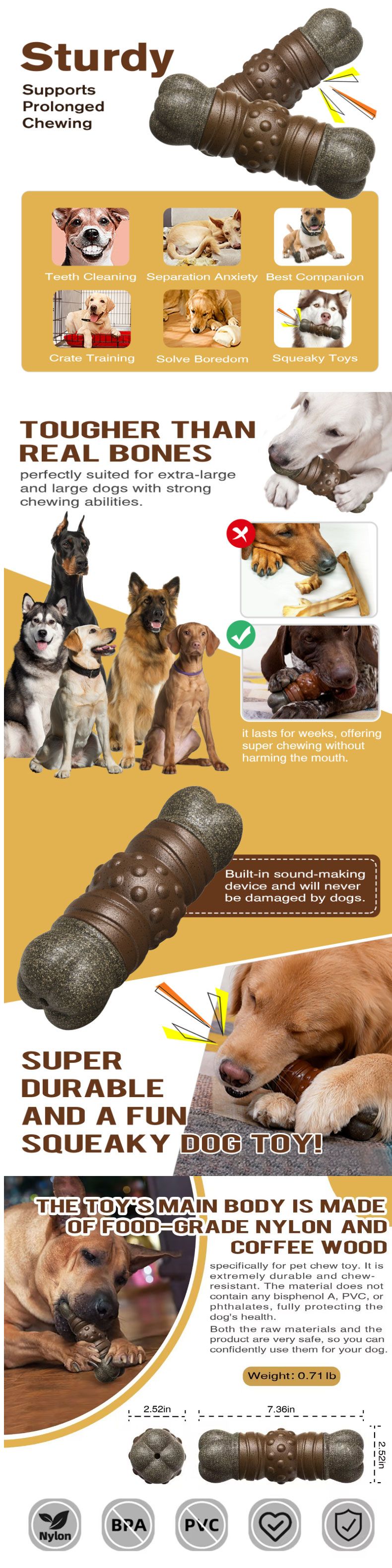 Introducing our noisy chew toy, designed to promote dental health while entertaining your dog. This interactive toy emits sound to engage your pet, encouraging active chewing and reducing boredom. Keep your dog's teeth strong and healthy with this fun and stimulating toy.