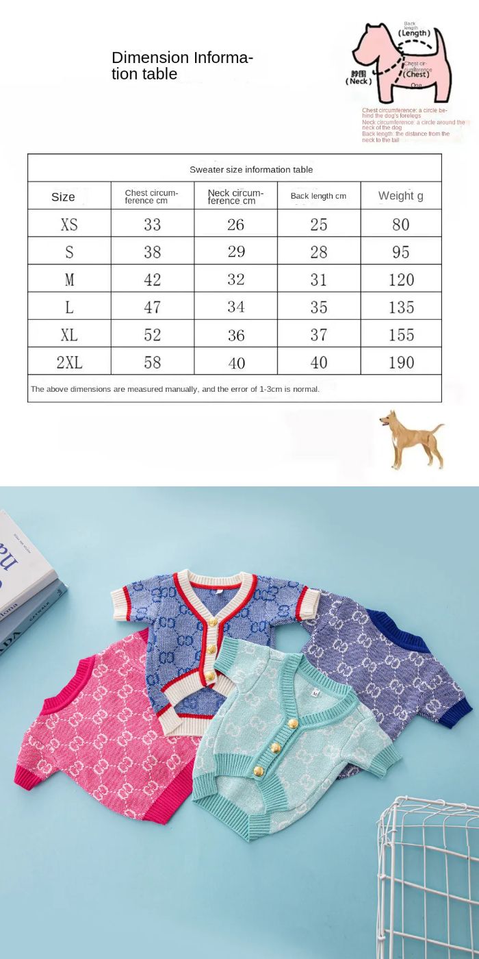 Elevate your pet's style with our Dog Cardigan Luxury Pet Sweater, designed for the fashionable corgi and all breeds. Crafted by Chenery Fashion Brand, this warm and cozy sweater is perfect for keeping your dog stylish and comfortable during the chilly autumn and winter months. Explore our collection of dog clothes and make your pet the trendsetter of the season.