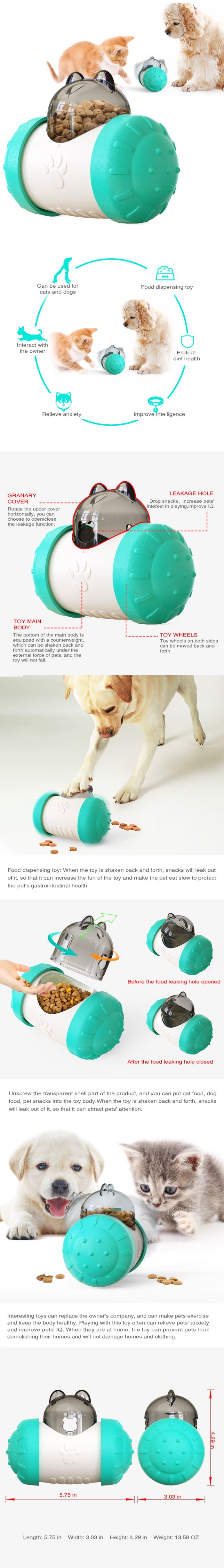 durable slow feeder toy. The interactive wobble ball design encourages pets to work for their food, promoting mental stimulation and preventing rapid eating.alleviate boredom
