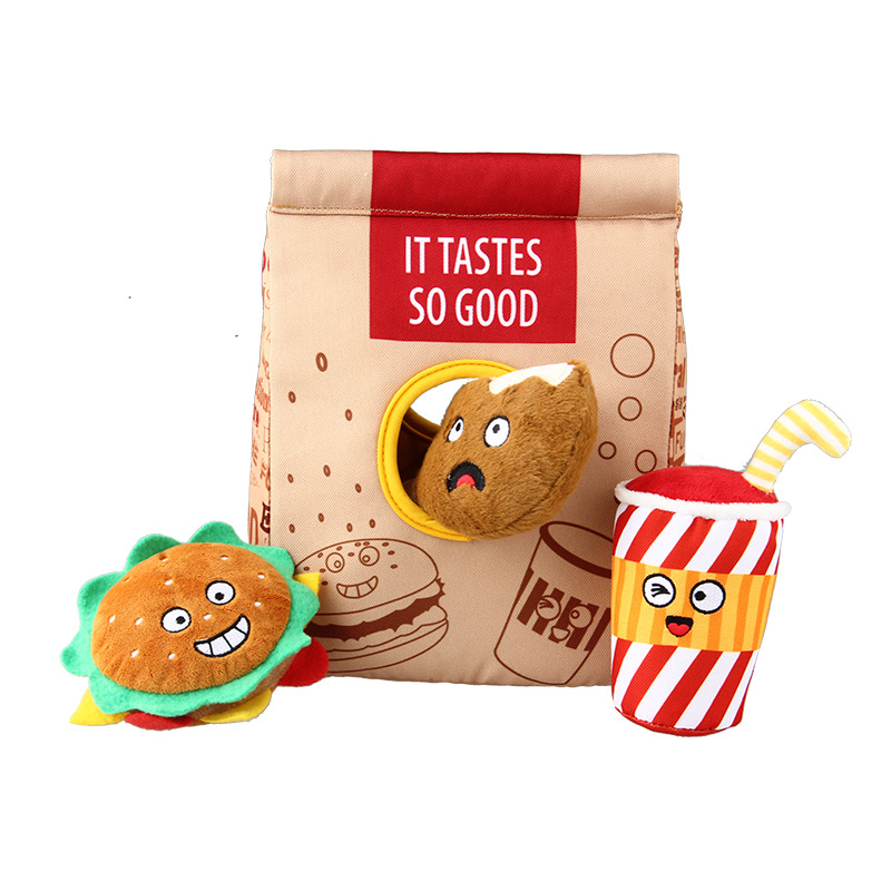 GiGwi dog toy plush vocal leakage food fun pet chicken leg burger toy