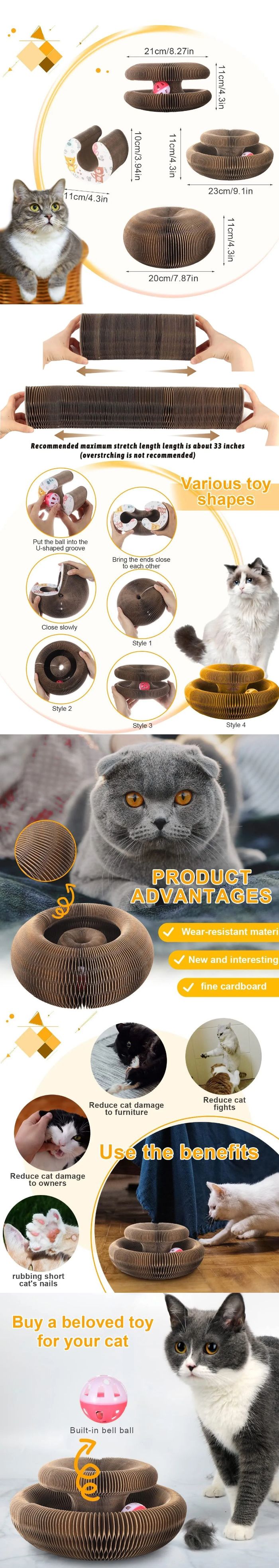 Discover the Magic Organ Toy Cats Scratcher, the ultimate scratch board for your feline friends. This round corrugated scratching post is designed for grinding claws, ensuring your cat's claws are healthy and your furniture is safe. Perfect for cat owners seeking durable and fun cat toys, this scratching post is an essential accessory in your cat supplies collection. Keep your pet entertained and your home scratch-free with our high-quality cat claw care products.