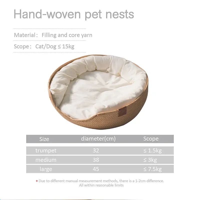 Pet Bamboo Weaving Four Season Cozy Nest Baskets 