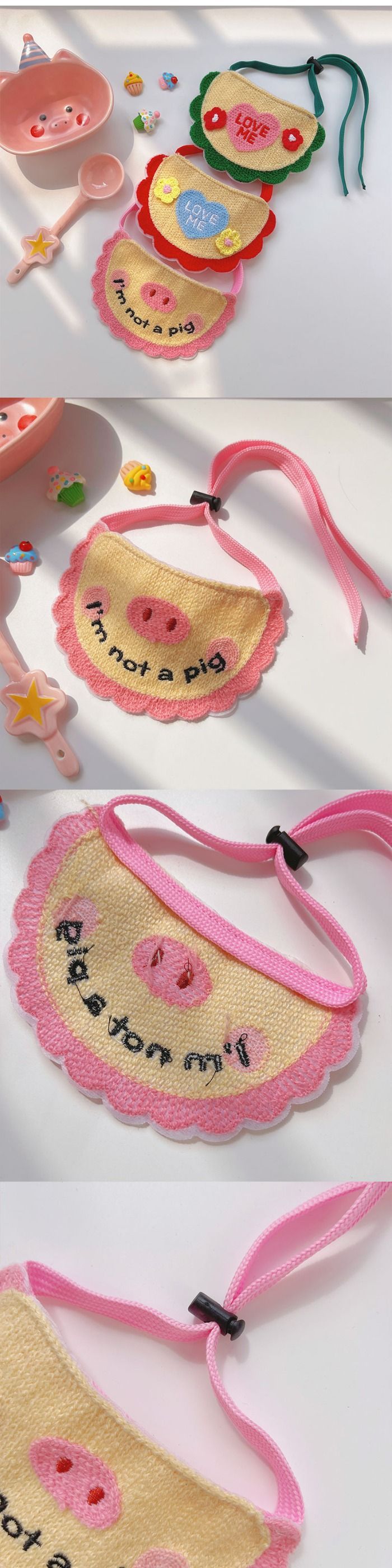 Keep your pet clean and stylish with our pet drool bib. Perfect for spring and autumn, this bib features an adjustable elastic strap and adorable cartoon embroidery. Ideal for dogs and cats, it's a cute and practical accessory for messy eaters