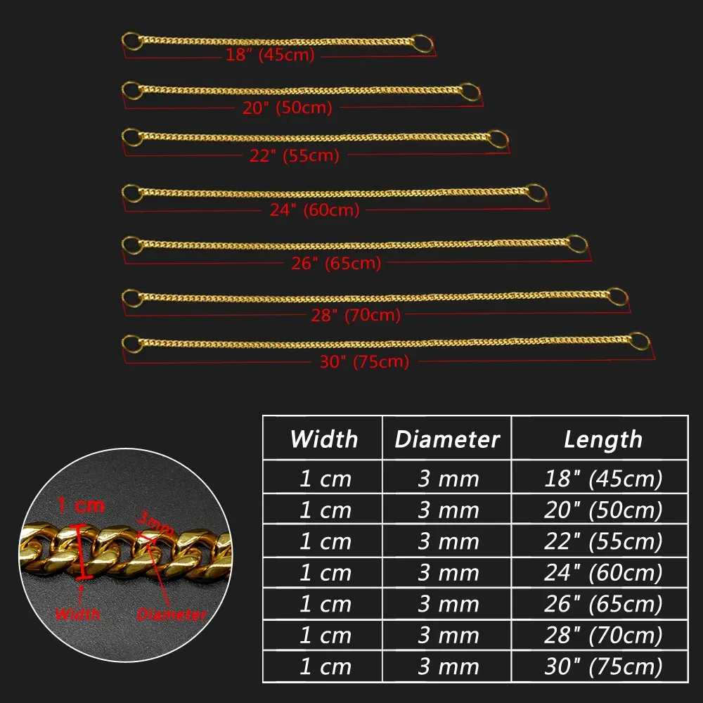 Strong Silver Gold Stainless Steel Slip Dog Collar