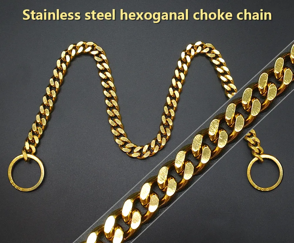 Strong Silver Gold Stainless Steel Slip Dog Collar