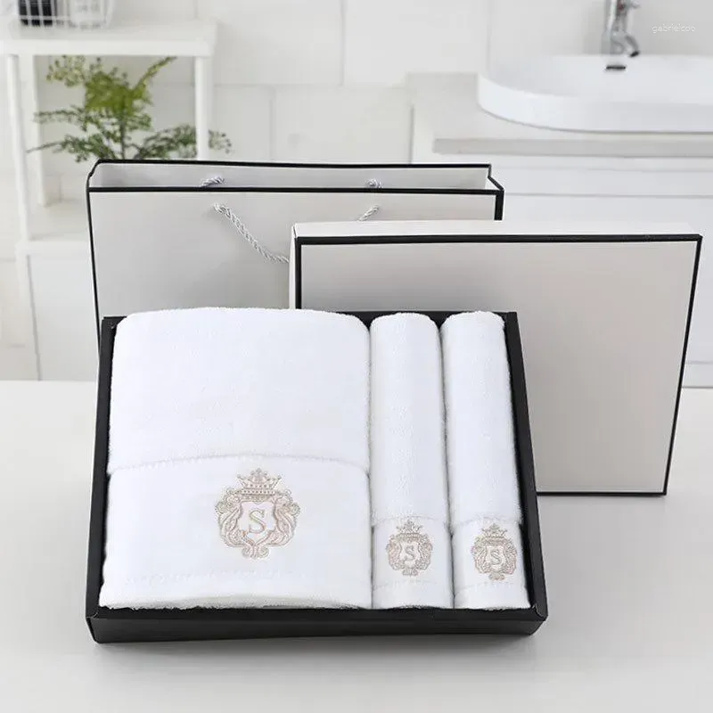 Soft Cotton Bath And Face Gray Blue White Quick Dry Towels Gift