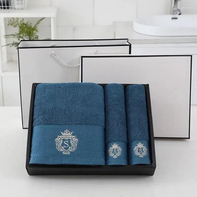 Soft Cotton Bath And Face Gray Blue White Quick Dry Towels Gift