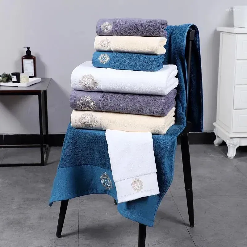 Soft Cotton Bath And Face Gray Blue White Quick Dry Towels Gift
