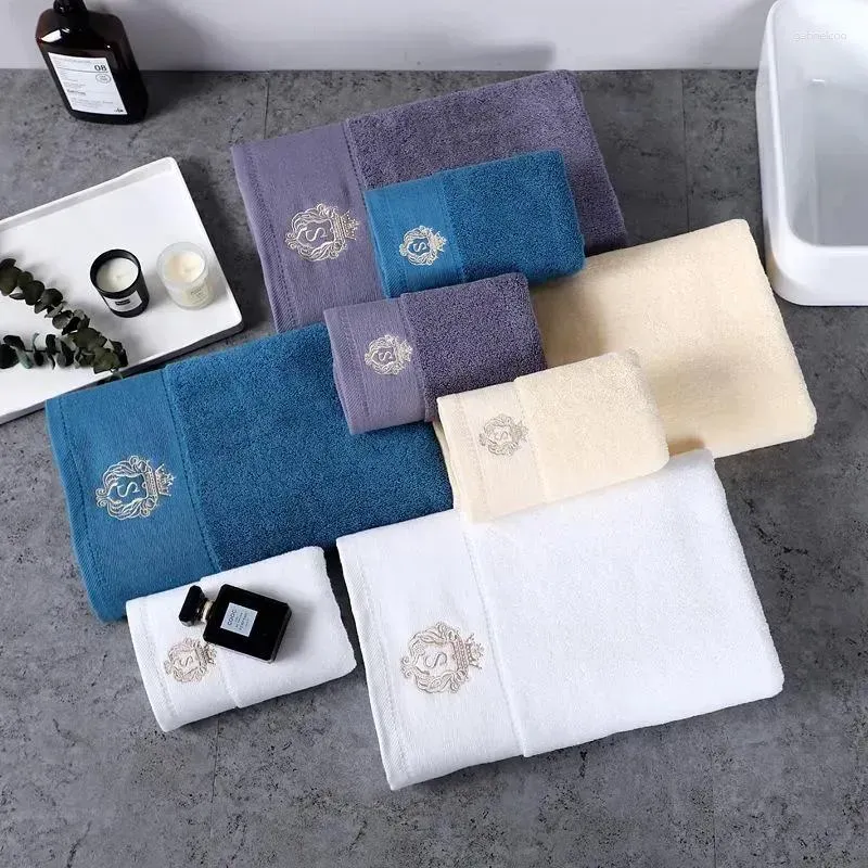Soft Cotton Bath And Face Gray Blue White Quick Dry Towels Gift