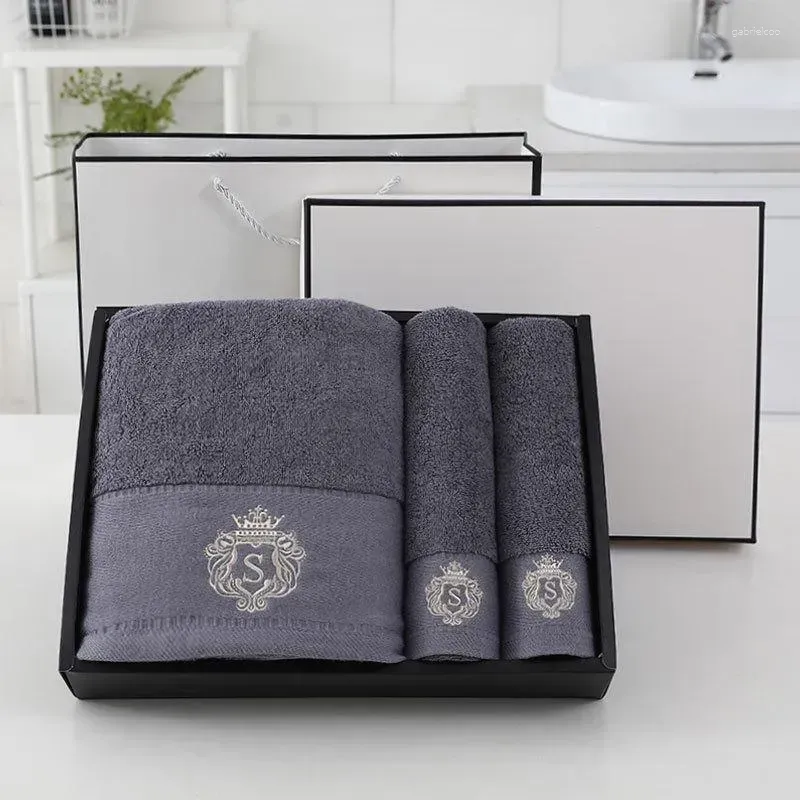 Soft Cotton Bath And Face Gray Blue White Quick Dry Towels Gift